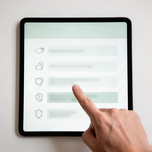 Hand zeigt auf eine übersichtliche Liste von Datenschutzrechten auf einem Tablet