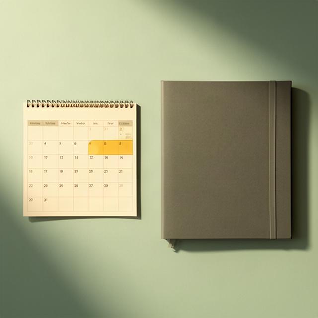 Kalender mit markiertem Fälligkeitstermin neben einem Vertrag