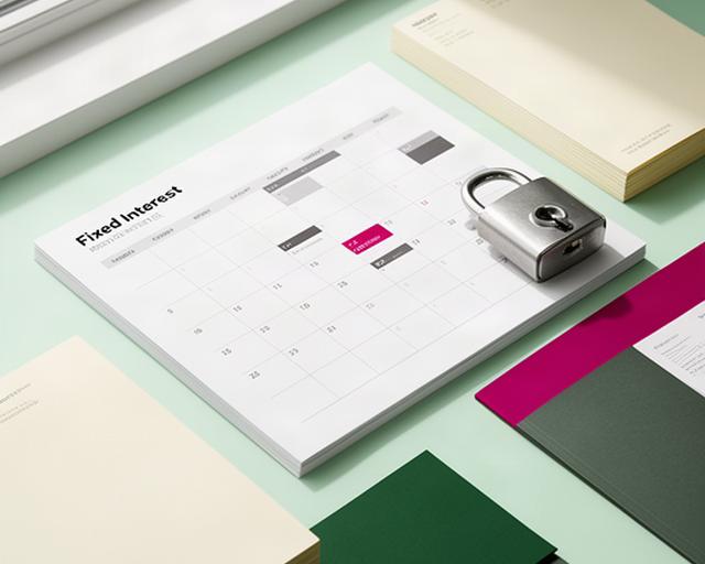 Zinsunterlagen neben einem Kalender mit markierter Festgeldlaufzeit